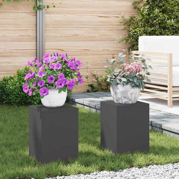 vidaXL Planteholder 2 pcs Svart 24 x 24 x 35 cm St&aring;l