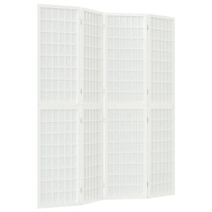 vidaXL Sammenleggbar romdeler 4 paneler japansk stil 160x170 cm hvit