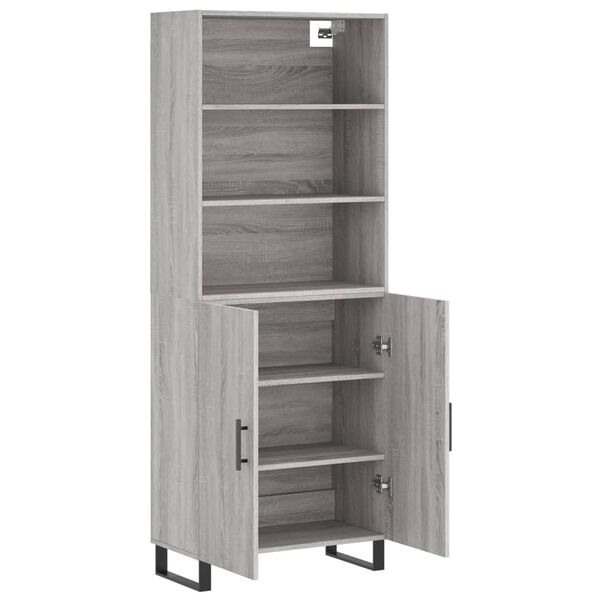 vidaXL Highboard gr&aring; sonoma 69,5x34x180 cm konstruert tre