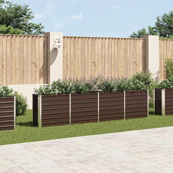 vidaXL Forhøyet hagebed 320x40x77 cm galvanisert stål brun