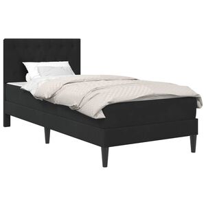 vidaXL Sengeramme med madrass med hodegjerde Svart 90 x 190 cm Fl&oslash;yel