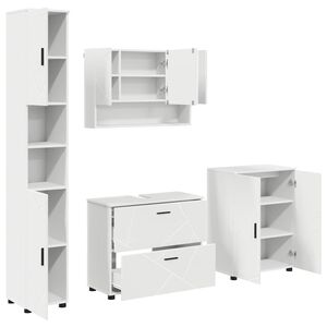 vidaXL Baderomsinnredningssett 4 stk. Hvit 35 x 30 x 192 cm