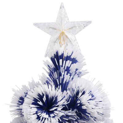 vidaXL Forhåndsbelyst kunstig juletre hvit og blå 64 cm fiberoptikk