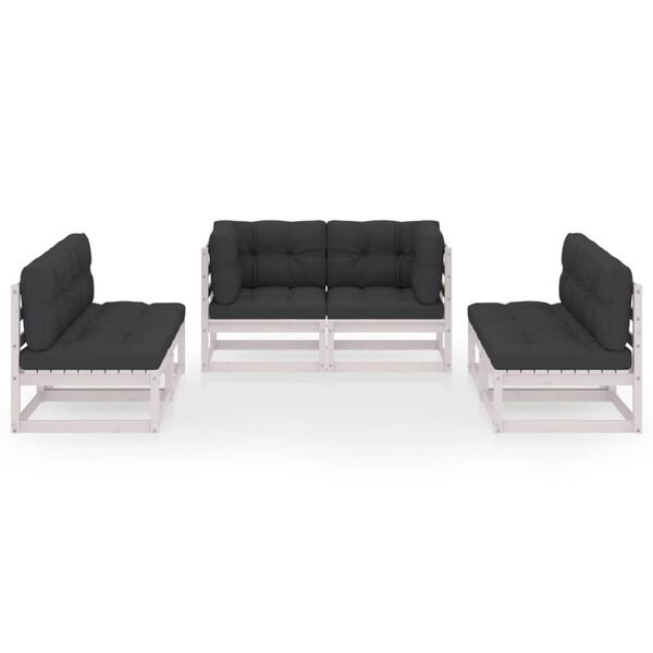 vidaXL Hagesofagruppe med puter 6 deler heltre furu
