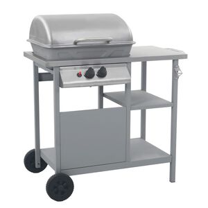 vidaXL Gassgrill med sidebord i 3 etasjer s&oslash;lv