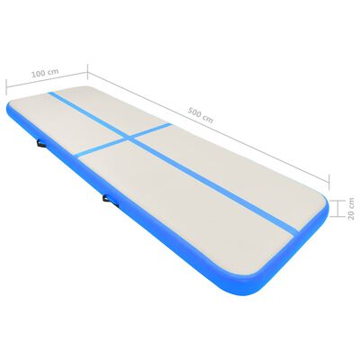 vidaXL Oppblåsbar gymnastikkmatte med pumpe 500x100x20 cm PVC blå