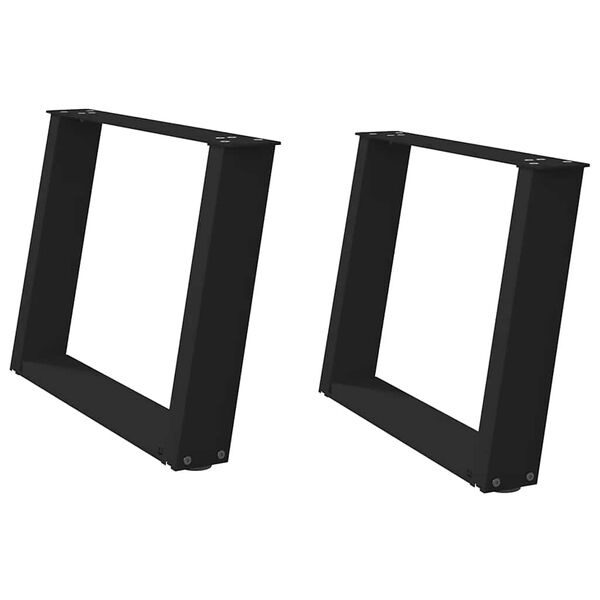 vidaXL Salongbordben U-formet 2 stk svart 60 x (42-43) cm st&aring;l