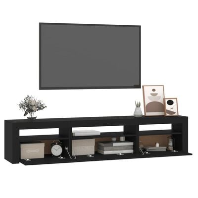 vidaXL TV-benk med LED-lys svart 195x35x40 cm