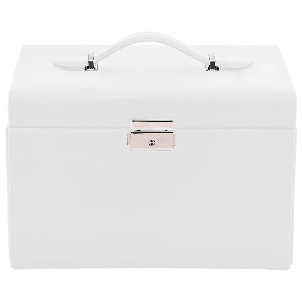 vidaXL smykkeskrin 3-lags med speil l&aring;sbar hvit 26x18x17,5 cm