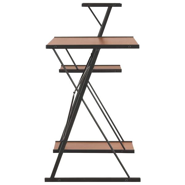 vidaXL Skrivebord med hylle svart og brun 116x50x93 cm