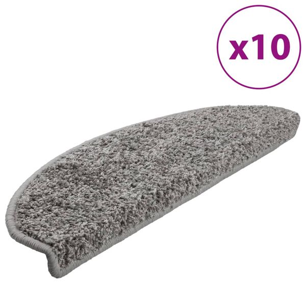 vidaXL Trappematter 10 stk 65x21x4 cm grå halvrund store