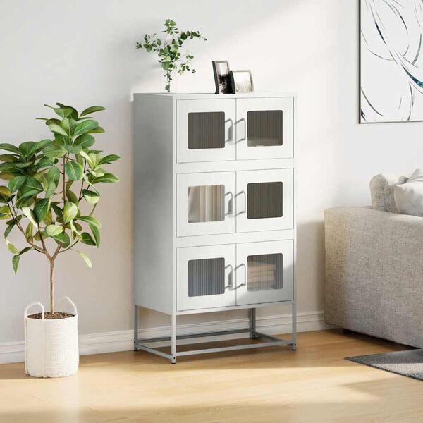 vidaXL Highboard hvit 68x39x123 cm stål