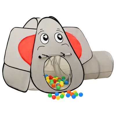 vidaXL Leketelt for barn elefant med 250 baller grå 174x86x101 cm