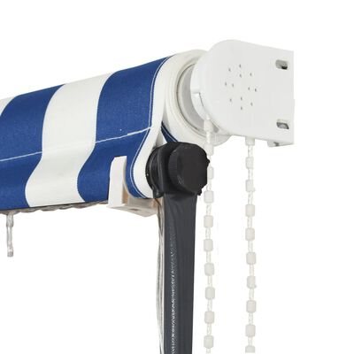 vidaXL Uttrekkbar markise med LED 350x150 cm blå og hvit