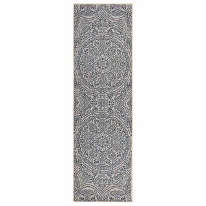 vidaXL Utend&oslash;rs flatvevd teppe 80x250 cm bl&aring; m&oslash;nster