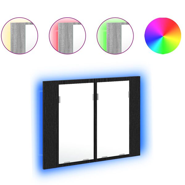 vidaXL Baderomsspeilskap Svart Eik 60 x 12 x 45 cm Konstruert tre