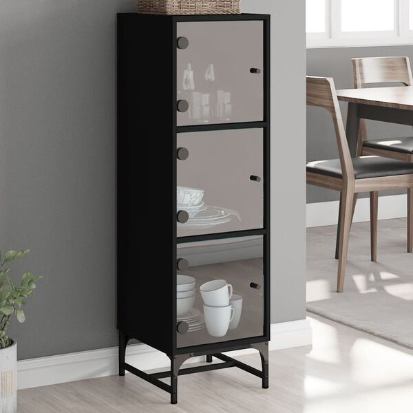 vidaXL Highboard med glassd&oslash;rer svart 35x37x120 cm