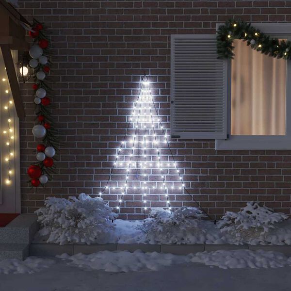 vidaXL LED Juletre med Bakkepler med 112 LED Kaldhvit 180 cm Metall