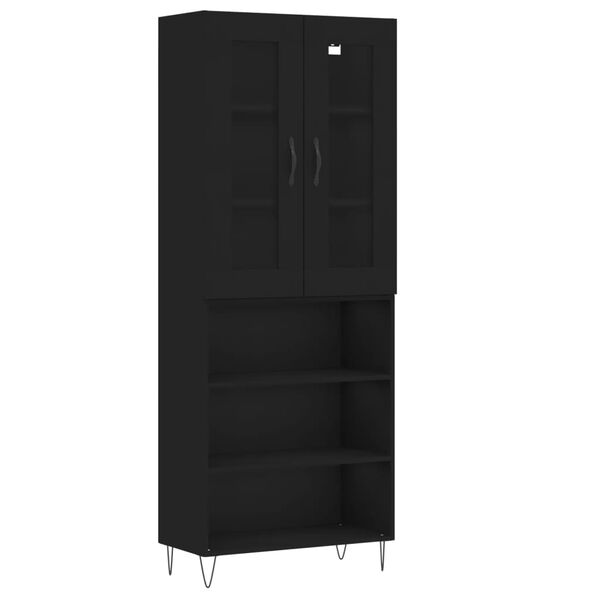vidaXL Highboard svart 69,5x34x180 cm konstruert tre