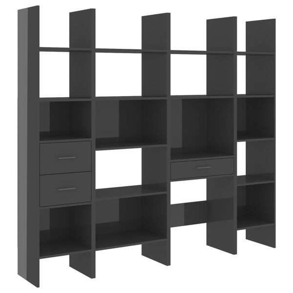 vidaXL Bokhyllesett 4 deler h&oslash;yglans gr&aring; konstruert tre