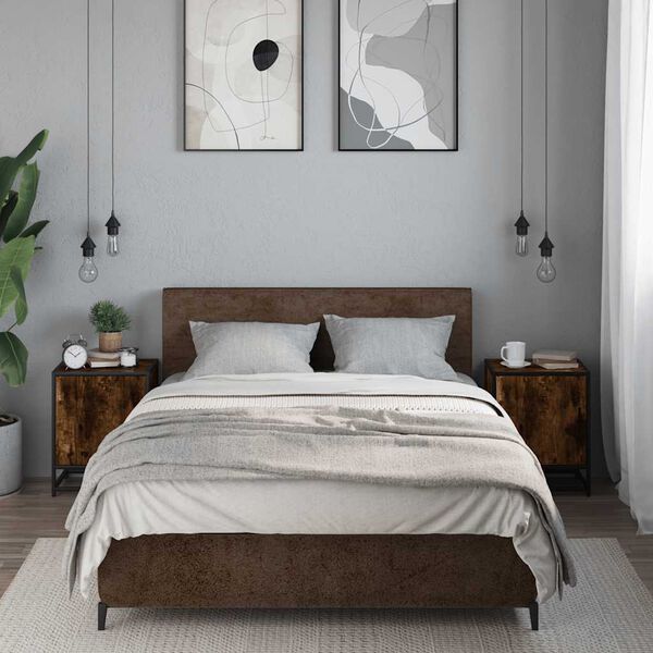 vidaXL Nattbord 2 stk r&oslash;kt eik 40x31x50 cm konstruert tre og metall