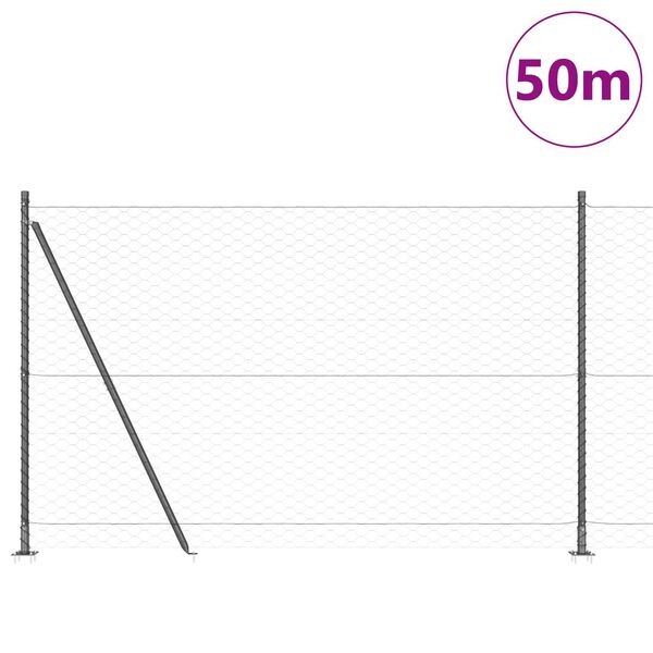 vidaXL Gjerdep&aring;le Gr&aring; 50 x 1,4 m (50 mm maskest&oslash;rrelse) St&aring;l og PVC
