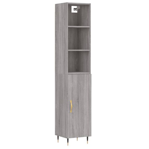vidaXL Highboard gr&aring; sonoma 34,5x34x180 cm konstruert tre