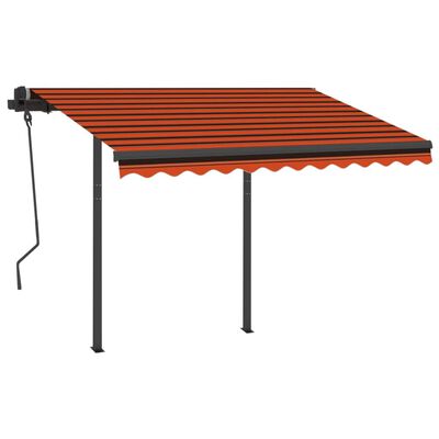vidaXL Automatisk uttrekkbar markise med stolper 3,5x2,5m oransje brun