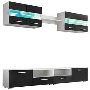 vidaXL TV-veggenhet sett 5 stk med LED-lys h&oslash;yglans svart