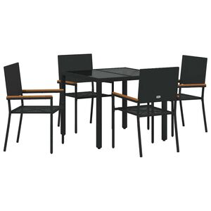 vidaXL Hage Spisegruppe 5 stk. Svart polyrotting