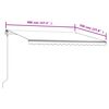 vidaXL Automatisk uttrekkbar markise 400x350 cm kremhvit