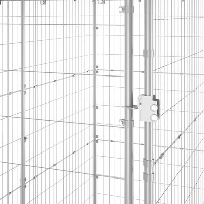 vidaXL Utendørs hundegård med tak galvanisert stål 110x220x180 cm