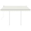 vidaXL Automatisk uttrekkbar markise med stolper 3x2,5 m kremhvit