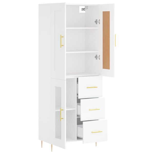 vidaXL Highboard hvit 69,5x34x180 cm konstruert tre