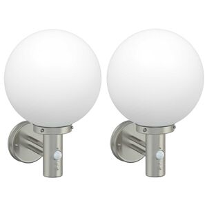 vidaXL Utendørs vegglamper 2 pcs sølv 28 x 25 x 38 cm Rustfritt stål