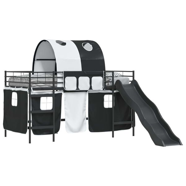 vidaXL Barns Lofteseng Svart 90 x 200 cm Metall