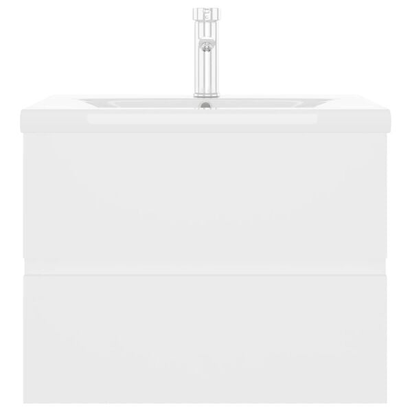 vidaXL Servantskap med innebygd vask hvit sponplate