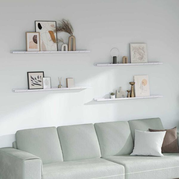 vidaXL Vegghylle 4 pcs Hvit marmor 115 x 9 x 3 cm Konstruert tre