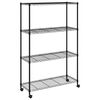 vidaXL Oppbevaringshylle 4 etasjer med hjul 90x35x142 cm svart 200 kg