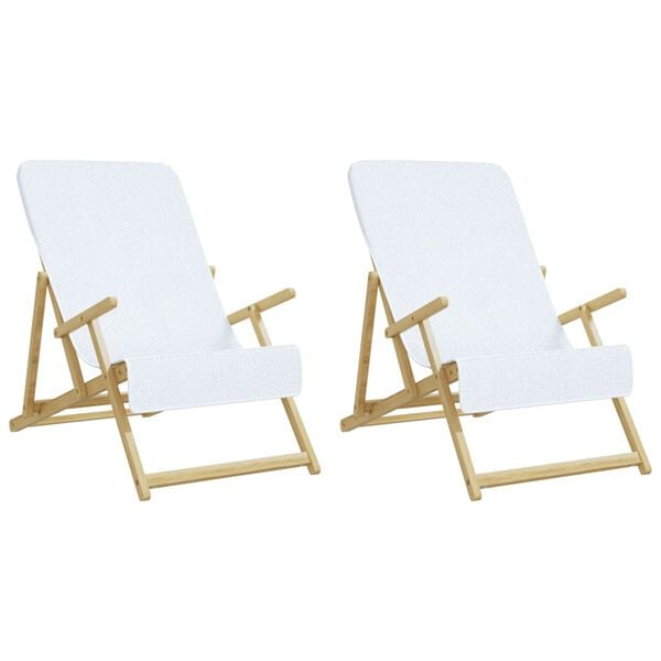 vidaXL Strandh&aring;ndkl&aelig;r 2 stk hvit 60x135 cm stoff 400 GSM
