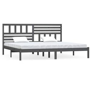 vidaXL Sengeramme gr&aring; heltre furu 200x200 cm
