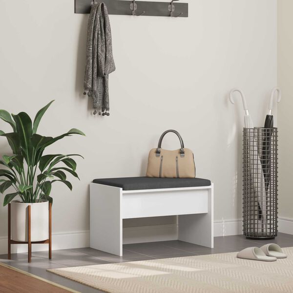 vidaXL Gangbenk med pute Hvit 63 x 38 x 40 cm