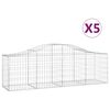 vidaXL Gabionkurver buede 5 stk 200x50x60/80 cm galvanisert jern