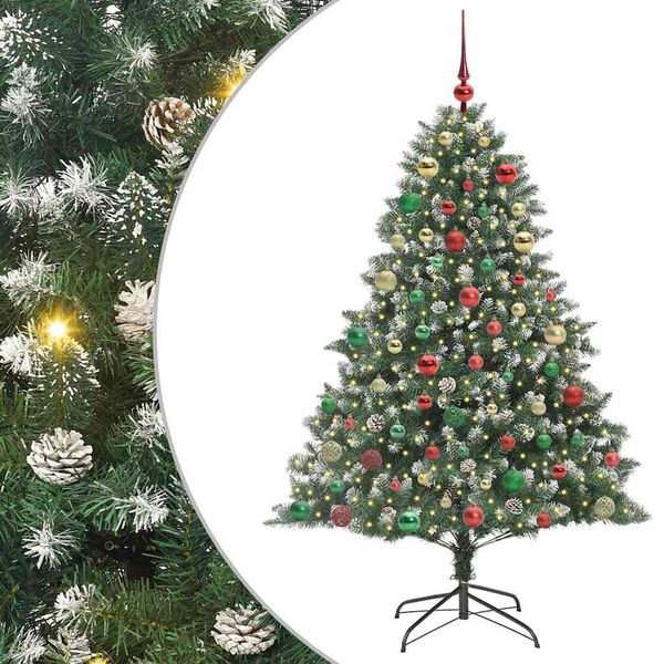 vidaXL Kunstig juletre med 300 LED gr&oslash;nn 180 cm PVC og plast og st&aring;l