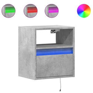vidaXL Vegghengt TV-benk med LED-lys betonggr&aring; 41x31x45 cm
