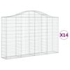 vidaXL Gabionkurver buede 14 stk 200x30x120/140 cm galvanisert jern