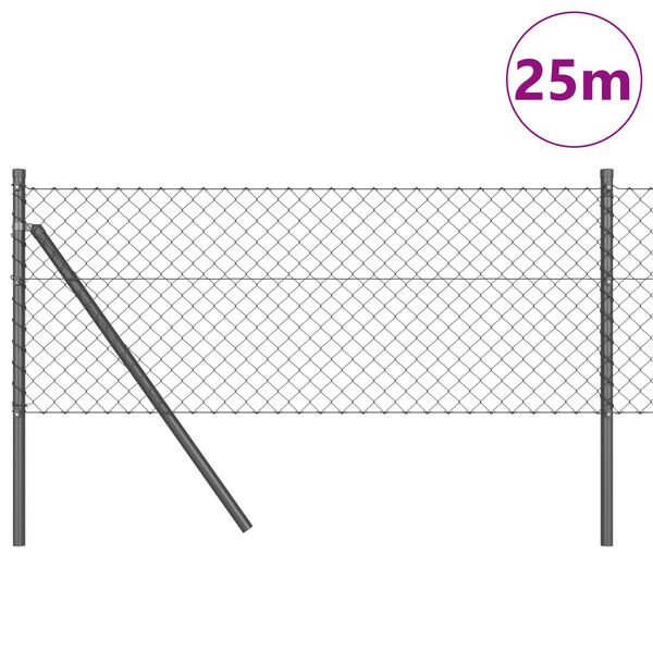 vidaXL Gjerdep&aring;le Gr&aring; 25 x 0,8 m (40 x 40 mm mesh) St&aring;l og PVC
