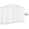 vidaXL Gabionkurver buede 11 stk 200x30x120/140 cm galvanisert jern