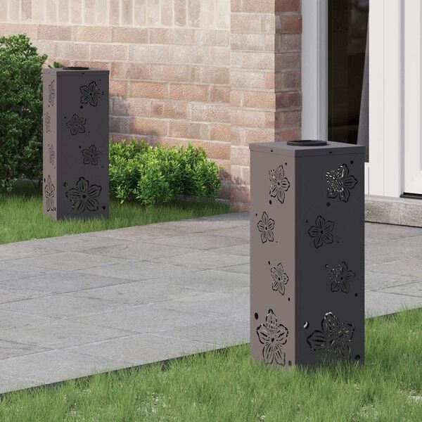 vidaXL Solenergi LED stibelys 2 pcs Svart Kaldvalset st&aring;l