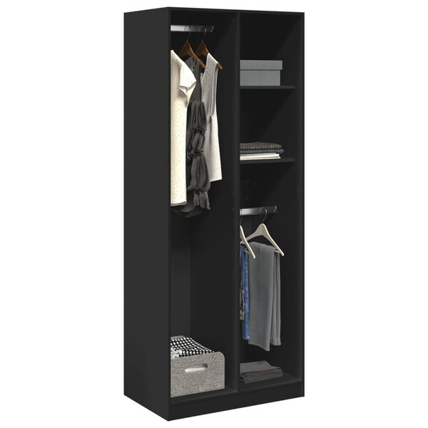 vidaXL Garderobe svart 80x50x200 cm konstruert tre